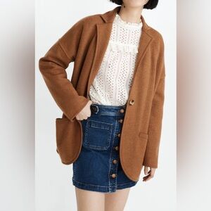 Madewell Saville Sweater Blazer 100% Merino Wool Heather Pecan Size S